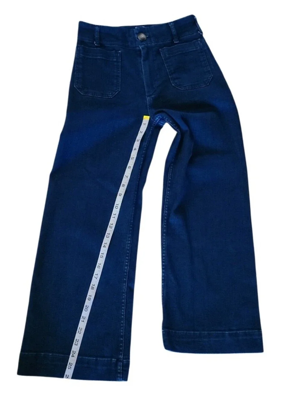 Maeve Anthroplogie The Colette Cropped Wide Leg Pants Jeans Dark Blue - Picture 14 of 16